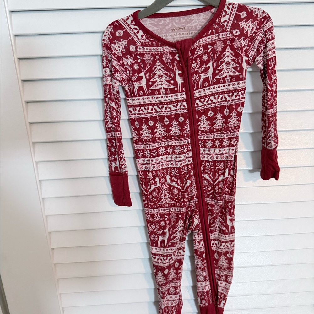 Little Sleepies Festive Red and White Zippie